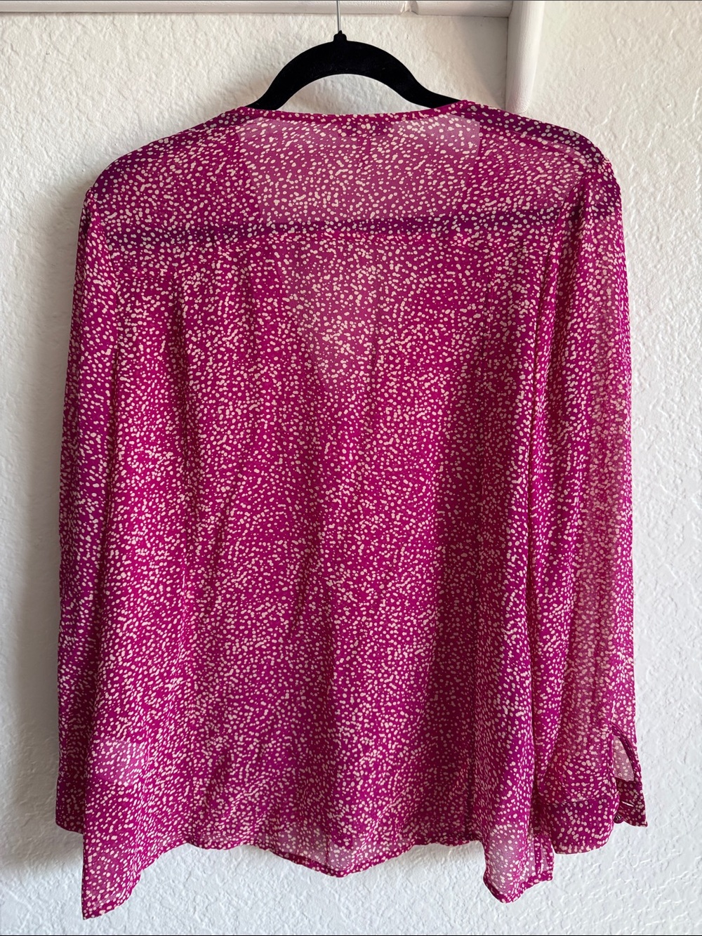 Joie Fuchsia Pink Printed V-Neck Blouse - Picture 3 of 5